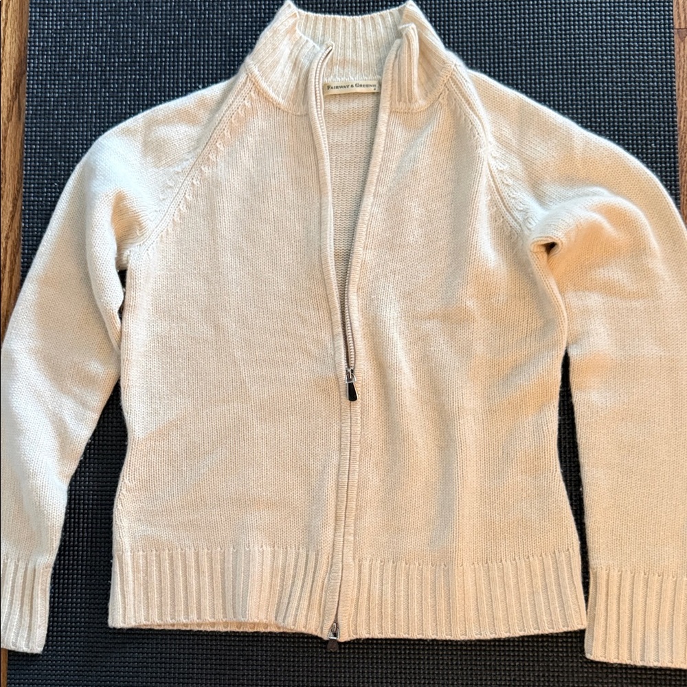 Fairway & Greene Off-White cashmere Knit Cardigan
